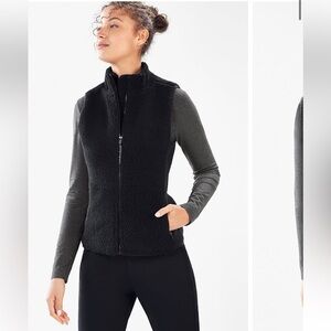 Fabletics Sedona Fleece Vest Size L in Black Sherpa Puffer